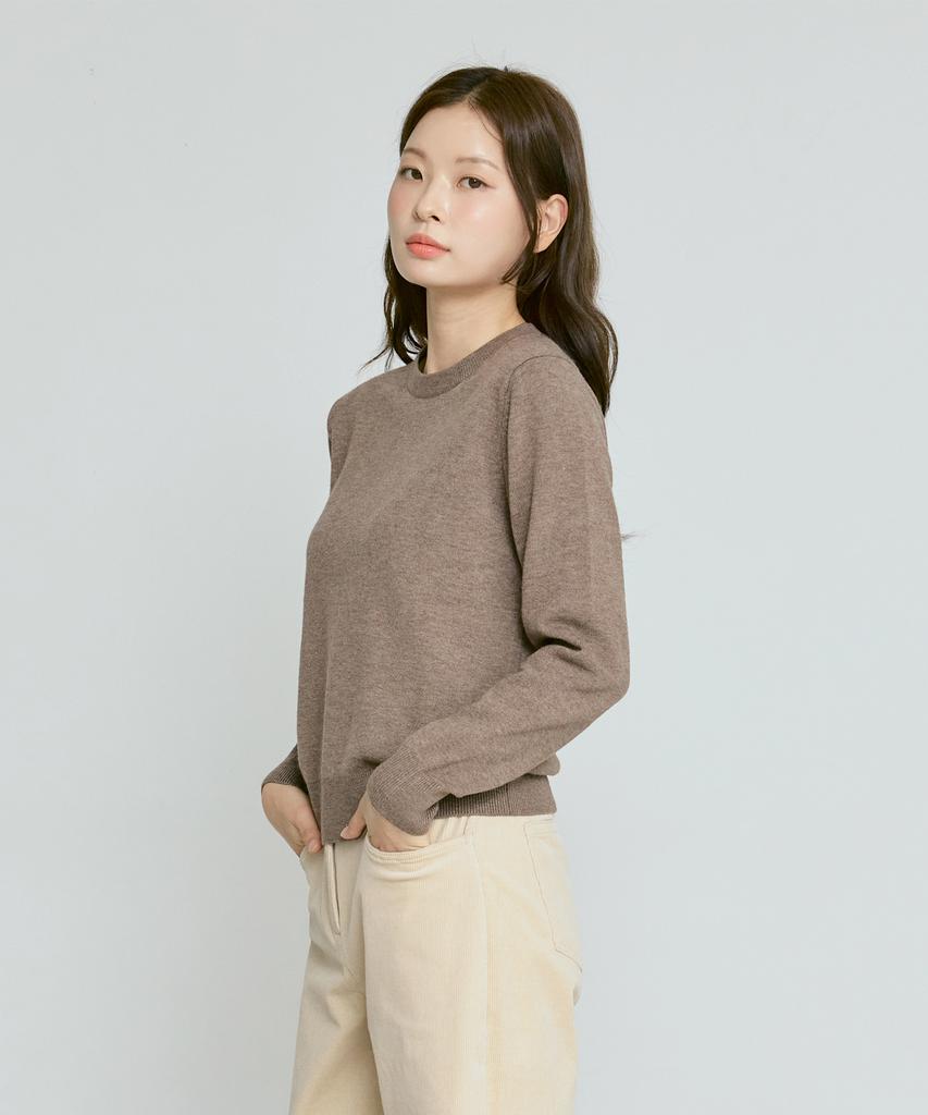 210EDIT Unisex Soft Knit Round Neck [Melan Brown]_Zz4Sw070