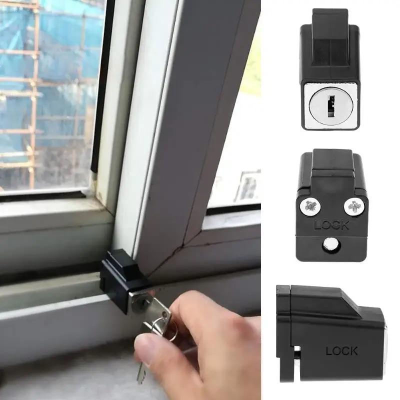 Aluminum Alloy Door Window Security Lock Restrictor Locks Sliding Child Safety with 2 Keys