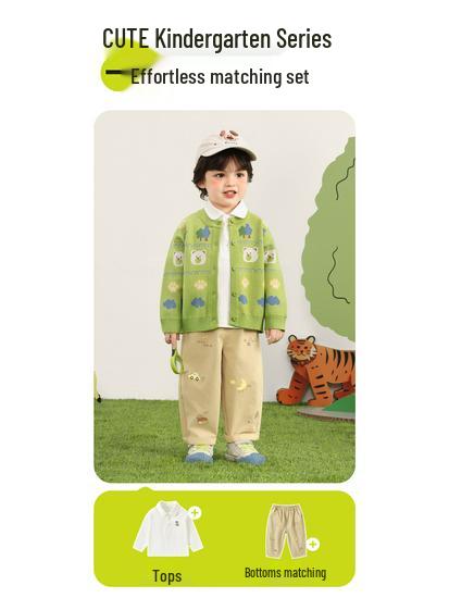 Kaka Panda Kids' Knit Cardigan - Spring Casual Top for Toddlers and Children