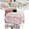 Small Red Book Cartoon Pencil Case With Multilayer Storage And Zipper For Students