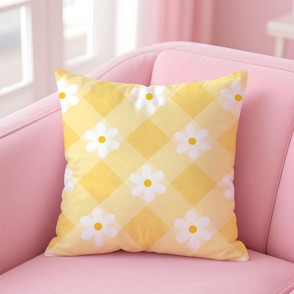 Ssmall Daisy Cushion Cover Pillowcase Short Plush Invisible Zipper Room Sofa Cushion Cover