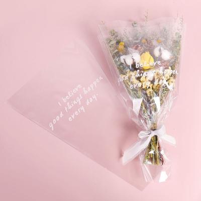 50Pcs Transparent Flower Packaging Bag Package Supplies Waterproof Wrapping Paper Plastic Bag Trapezoidal