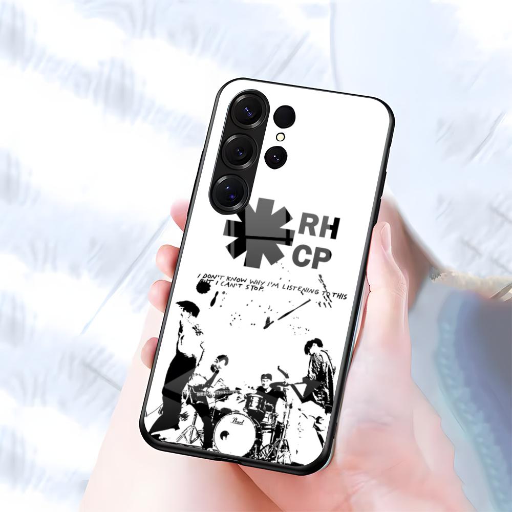 Heißer Chili P-Peppers Band Handyhülle Für Samsung S26 S25 S24 FE S23 S22 S21 Plus S20 Ultra Note20Ultra Schwarzes Glas Cover