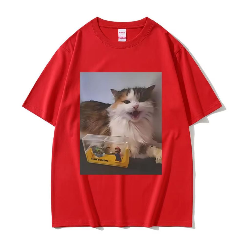 

Cat Funny Meme Graphic T-shirts Men Women Fashion Oversized Streetwear Unisex Casual Soft Cotton Short Sleeves Male Vintage Tees 4XL