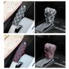 2Pcs/Set Faux Leather Hand Brake Shift Knob Cover Gear Case Car Interior Decor Shift Knob Shell Car Accessory