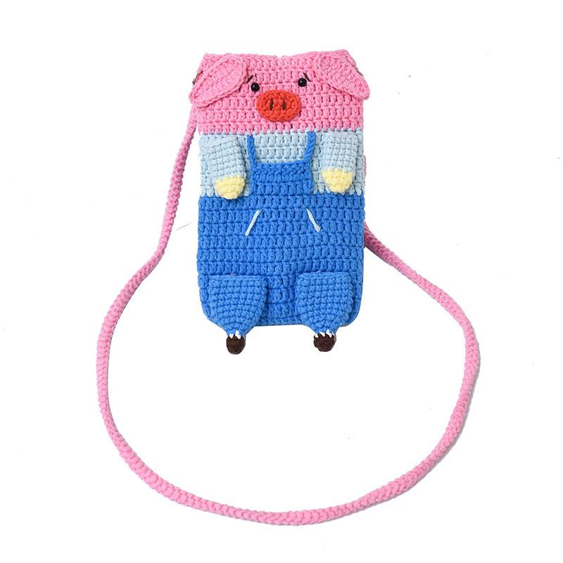 Diy Knit Bag Mini Shoulder Purse With Phone Pocket For Daily Use