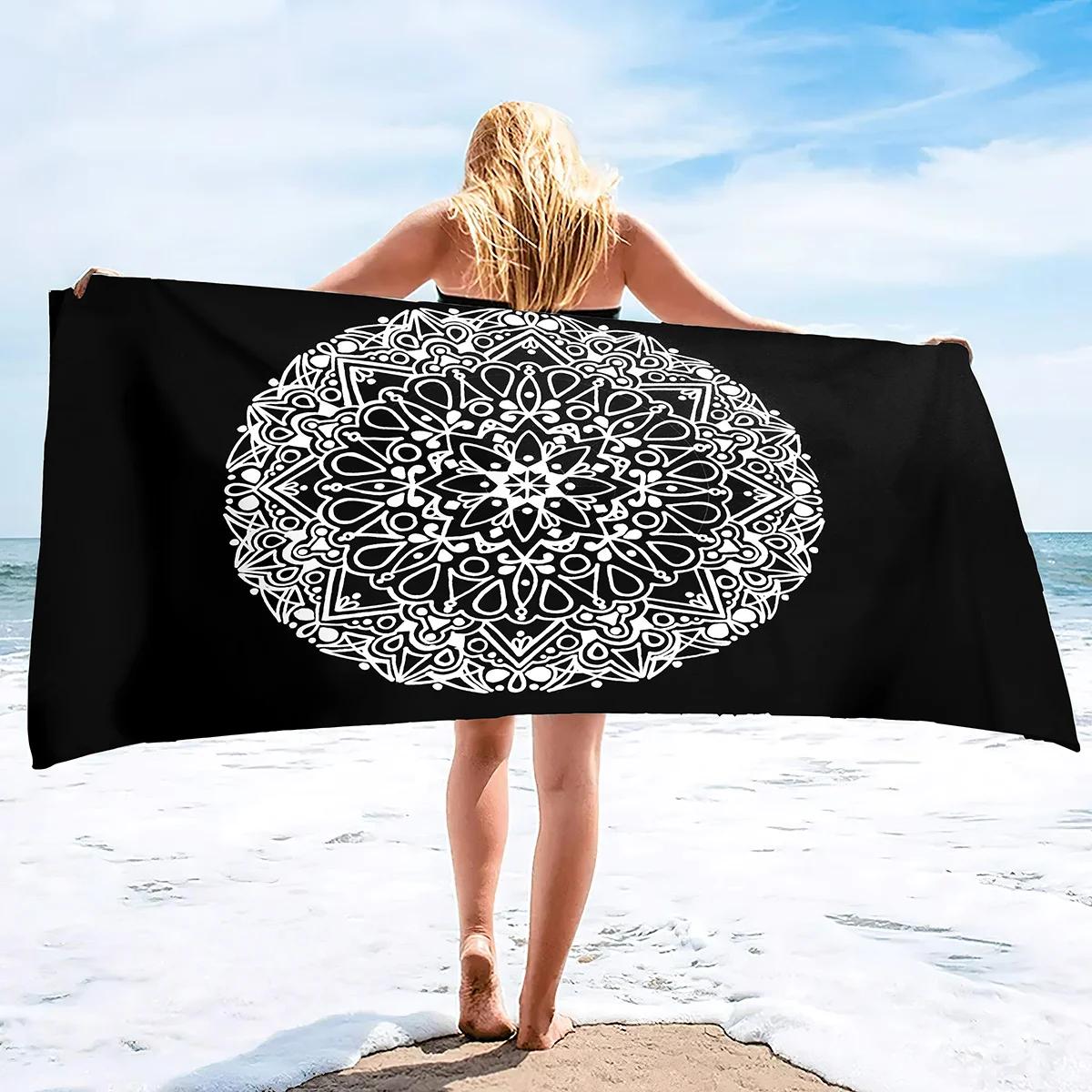 

Boho Mandala Microfiber Beach Towel Oversize Extra Large Quick Drying Quick Fast Dry Sand Free Proof Pool Towel Lounge Cover W40*H60(CM)