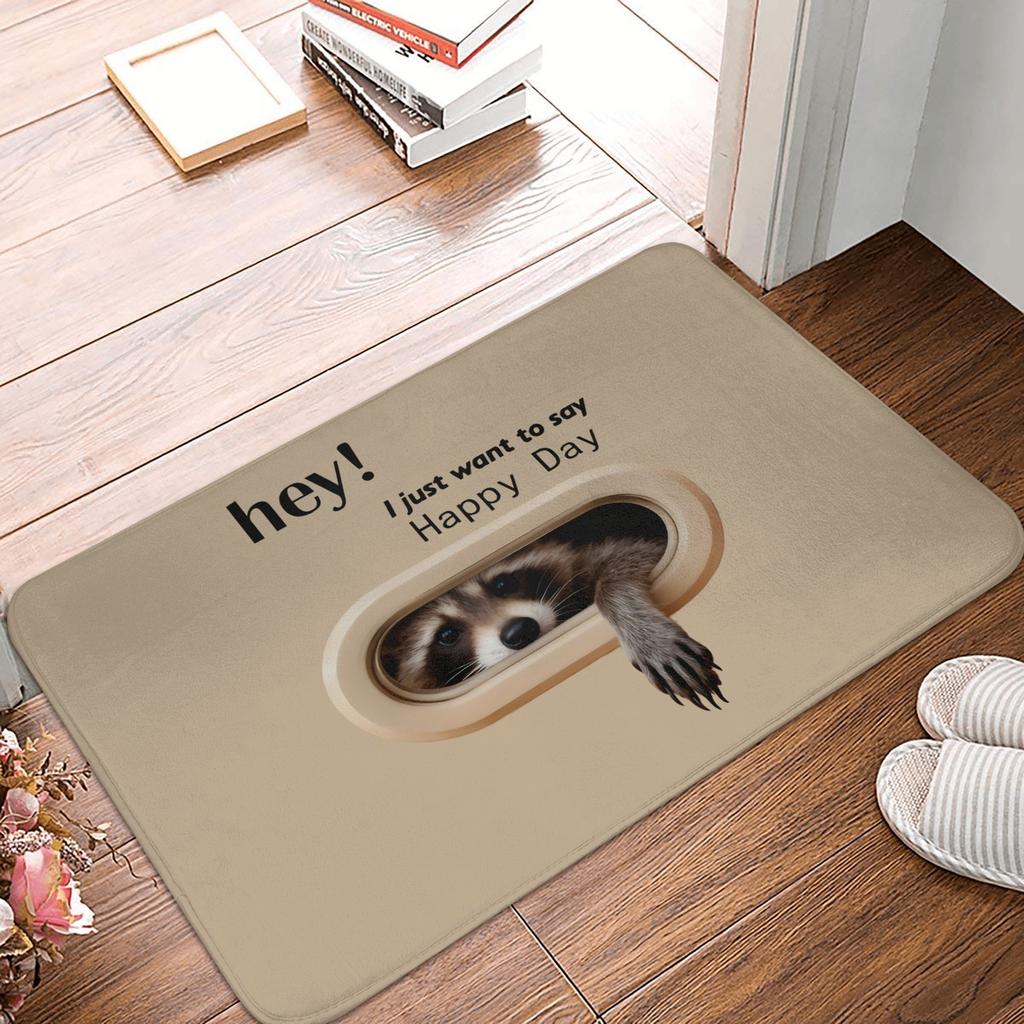 Hey I Just Want to Say Happy Day Crocodile Pattren Front Door Mat Anti-Slip Indoor Doormat Garden Garage Entrance Rug Carpet