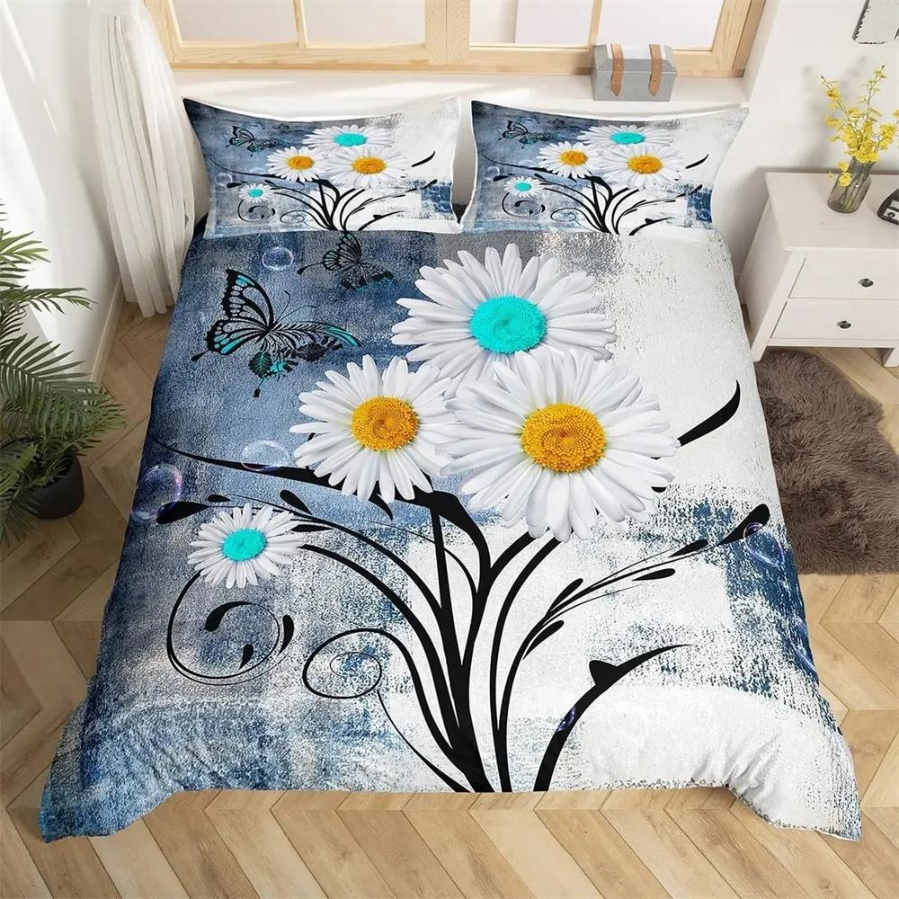 Gelbe Gänseblümchen Bettbezug Set Niedliches Blumen Bettwäsche Set Für Kinder Kind Mädchen Gartenblumen King Bettdeckenbezug Mit Kissenbezug