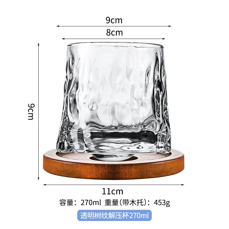 Spinning Colorful Whiskey Glass with Wooden Base Hand Painted Rotating Design for Stress Relief Fun Bar Decor Gift