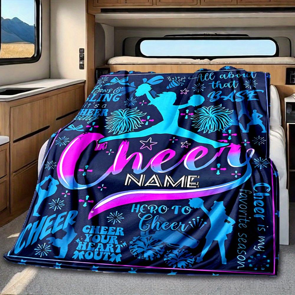 Cheerleader Silhouette Bows Stars Blanketcustomize Your Name Lightweight Comfortable And Stylish Blanket For Travel Bed Home Chair Office Sofa And