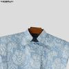 INCERUN Camisetas Casuales para Hombre de Verano Vintage de Manga Corta con Textura y Flores