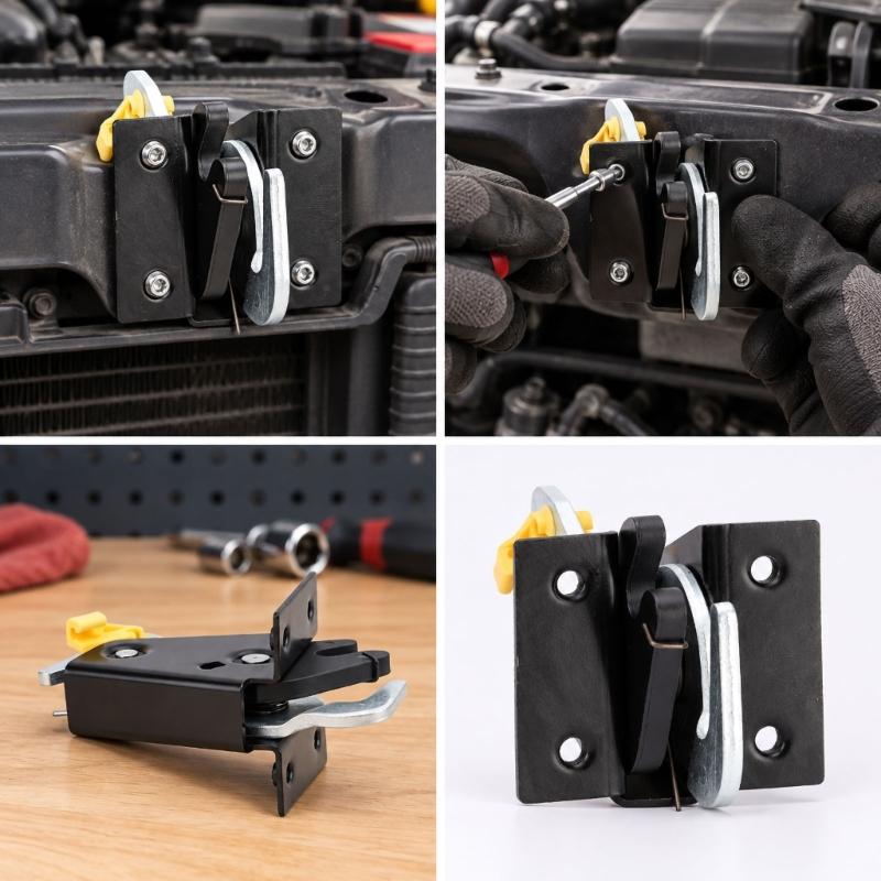 1213456789 Hook and Spring Vehicle Lock Mechanism for S10 Pickup Models, Part Number 15768951 with Four Hole Replacement Installation Format