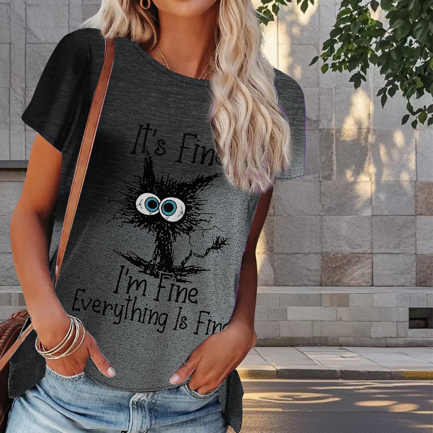 

Женская летняя футболка с принтом жареного котенка в стиле ретро, футболки с коротким рукавом, повседневные топы с принтом 8XL серый