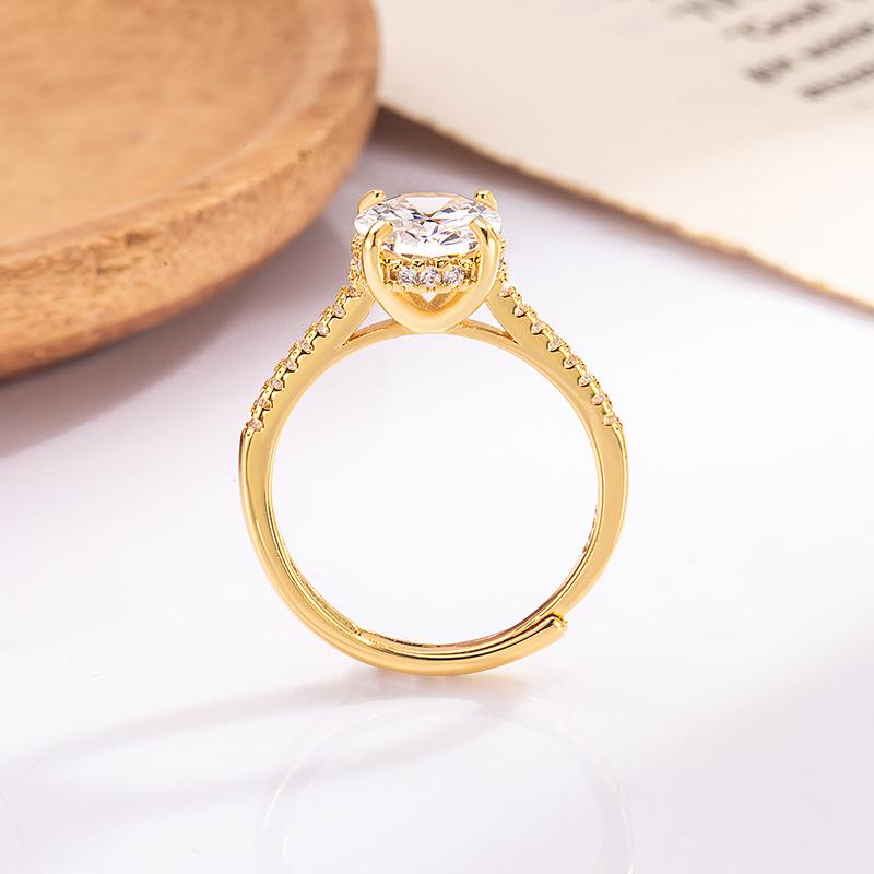 European Style Oval Diamond Pigeon Egg Ring - Luxurious Gift for Girlfriend