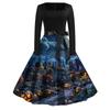 Women's Casual Fashion Halloween Printed Square Neck Vintage Dress