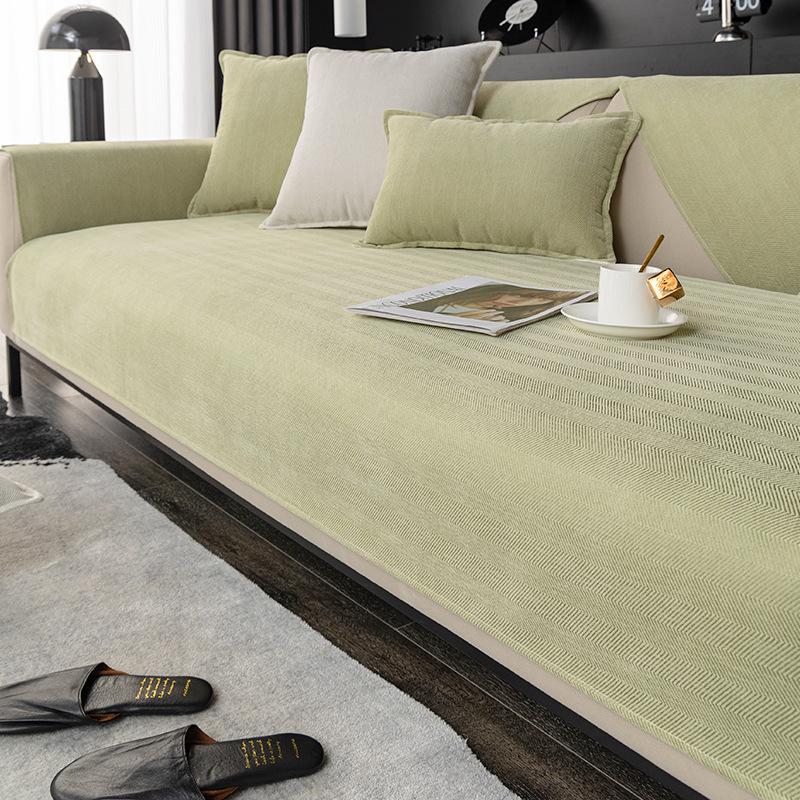Solid Color Herringbone Pattern Non-Slip Sofa Cushion Four Seasons Universal Chinese Imperial Concubine Sofa Cover Modern Thickened