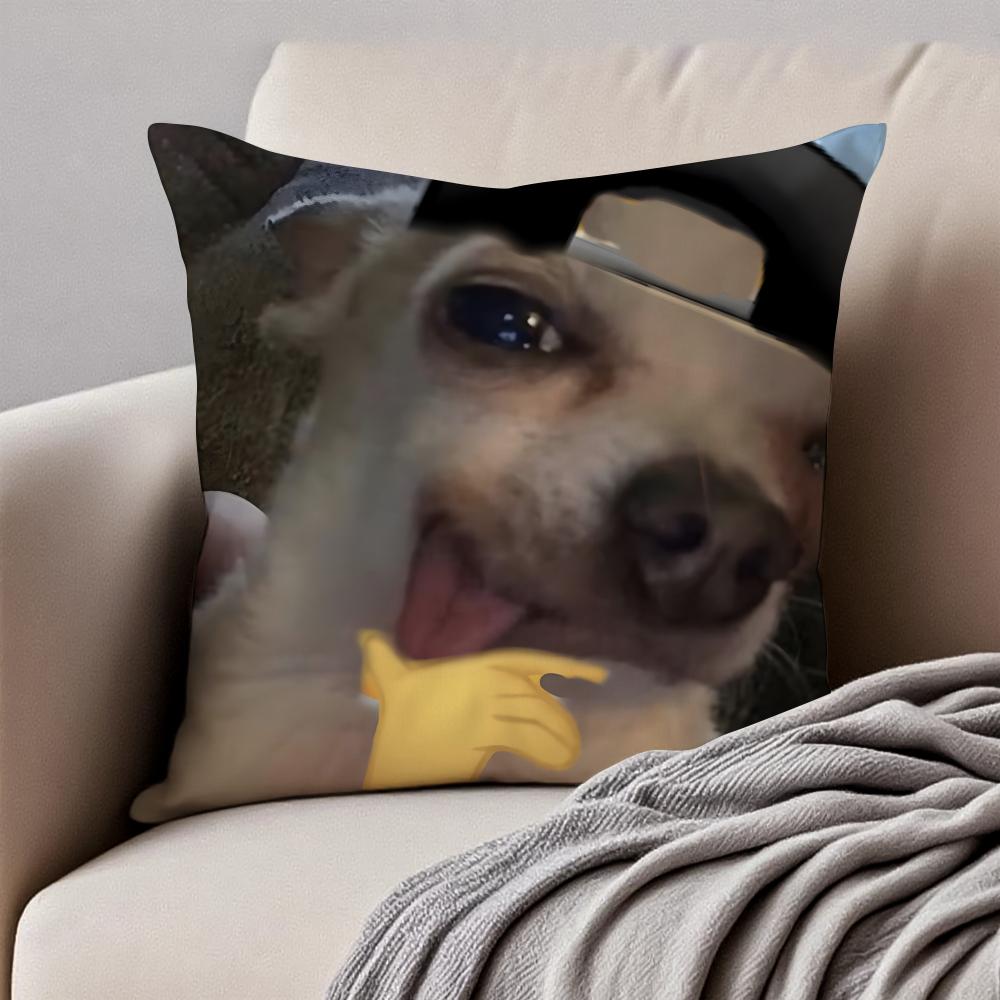 Abstract Cute Funny Pet Dog Meme Cushion Cover Pillowcase Antidustmite Invisible Zipper Short Plush Sofa Cushion