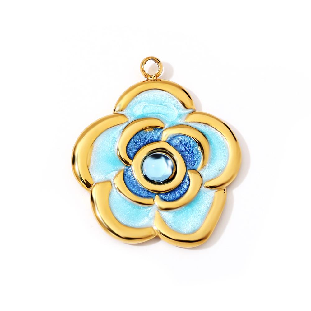 Three-Dimensional Rose Devil's Eye Cross Stainless Steel Pendants for DIY Necklaces