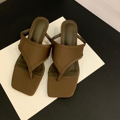 Moda Punta Tonda Donna Tacchi Sottili Pantofole Ciabatte Sandali Infradito Donna Primavera Estate Scarpe Pantofole con Tacco da Donna