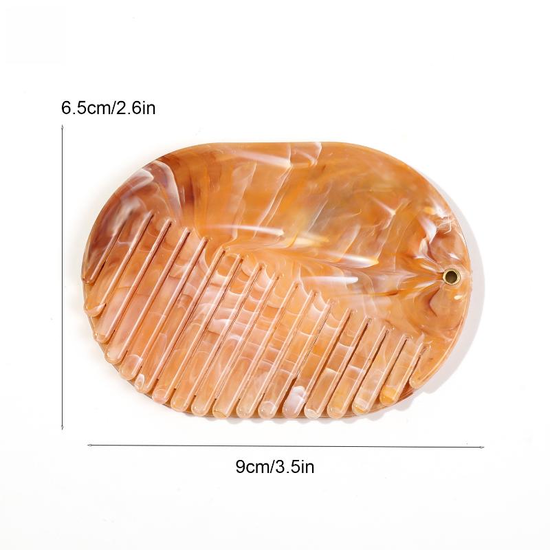 Marble Print Hair Comb Portable With Mirror Foldable Travel Makeup Mirror Acrylic Comb 2 In 1 For Women Hair Accessories