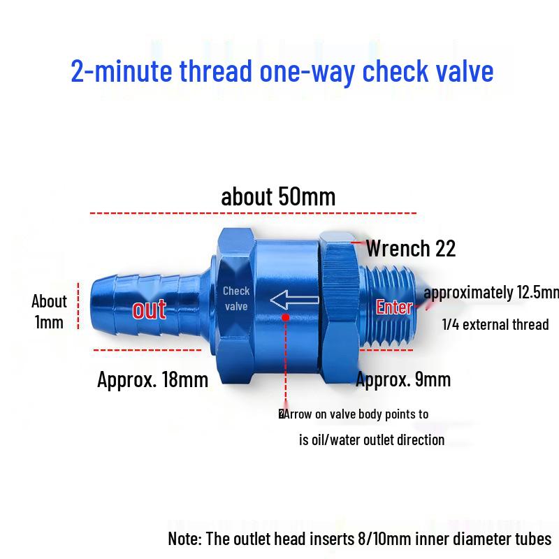 High-Temperature Resistant Aluminum Fuel Check Valve: One-Way Barbed Quick-Connect for Gasoline and Diesel