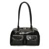 MORGEN SKY Shoulder Bag Womens PU Leather Handbag Double Pocket Square Type Sacoche Stylish Underarm Commuting JK School Carry Plain BAG801