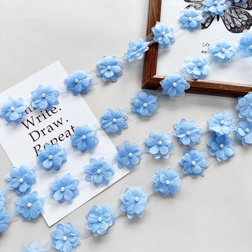 Eugen Yarn Embroidery Double-Layer Flower Three-Dimensional Handmade Bead Cloth Sticker Diy Clothing Wedding Lace Accessories