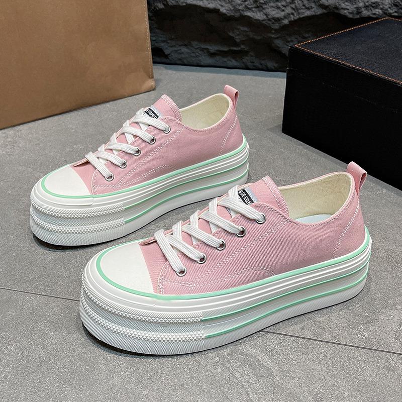 Fashion Pink Canvas Shoes Women Skate Shoes Comfort Women's Vulcanize Shoes Platform Sneakers for Women 2025 Zapatillas De Mujer