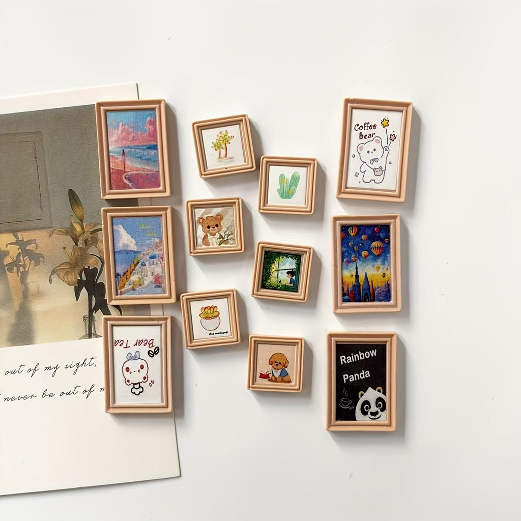 6pcs Cartoon Po Frames  Fridge Magnets  Magnetic Decorative Items  Po Messages  and Fixed Magnets