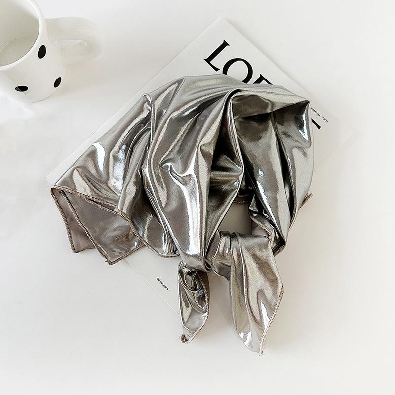 Retro Spicy Pu Leather Headscarf Hat Women Summer Y2K Square Scarf Hip-Hop Kerchief Korean Series Versatile Headband Hair Scarf