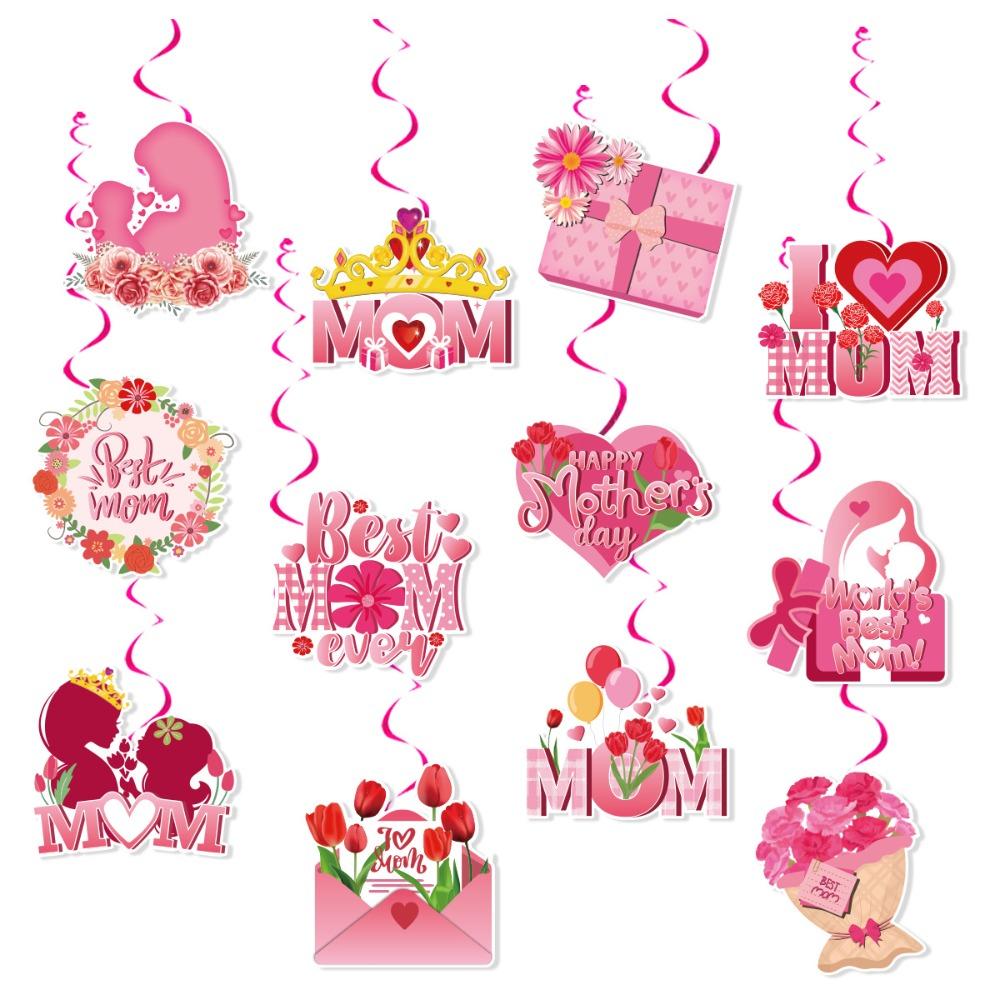 12pcs Romantic Spiral Ceiling Hanging Decor Elegant Mothers Day Gifts  Happy Mother's Day
