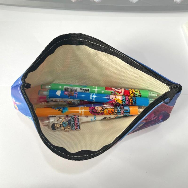 Cute Demon Hunters Anime Characters Large-Capacity Zipper Pencil Case for Students, Kids' School Study Stationery Bag