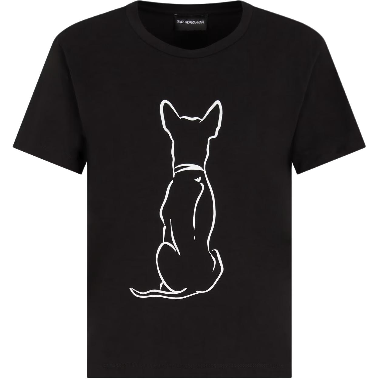 

Emporio Armani Solid Color Stretch Short Sleeve Dog Print T-Shirt Women tops Black EW000895-AF12571-UC001 M