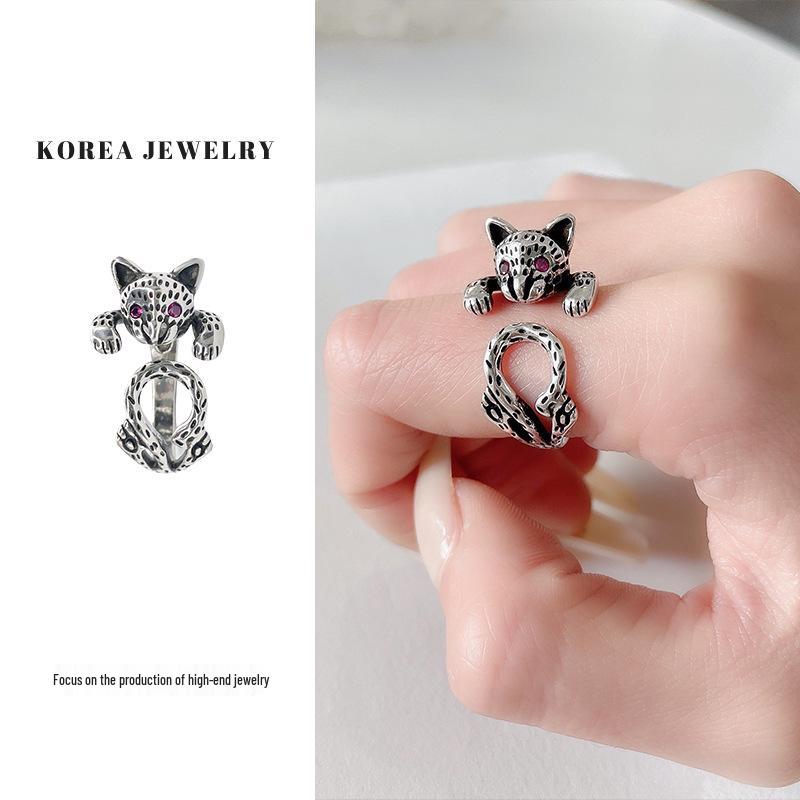 925 Thai Silver Retro Punk Open Ring – Non-Fading European and American Style