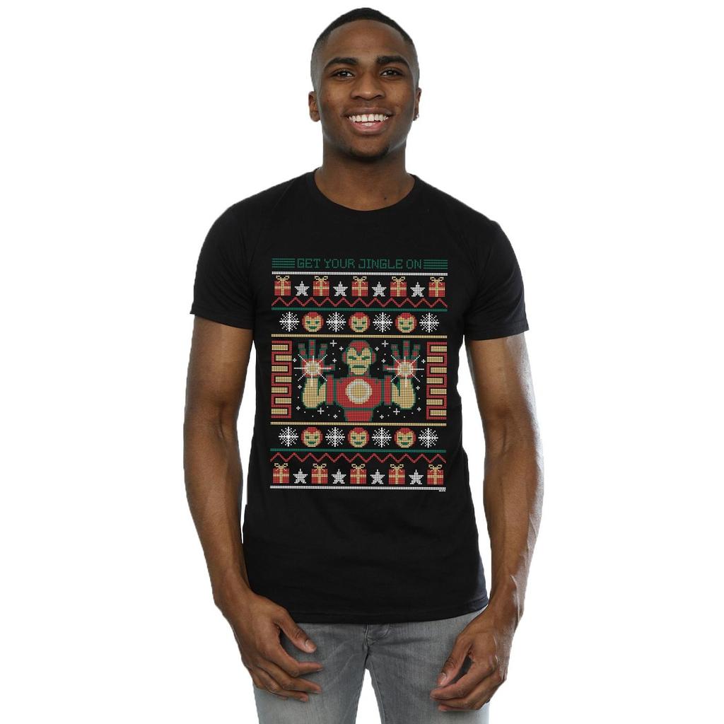 Marvel Mens Iron Man Get Your Jingle On Fair Isle T-Shirt