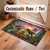 Dinosaur Theme Soft Crystal Velvet Rug Custom Name & Text Print Non Slip Floor Rug for Bedroom Living Room