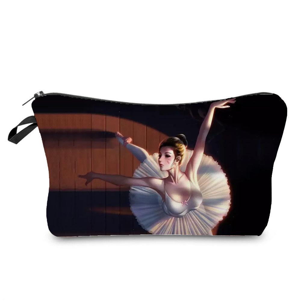 Ballet Art Girl Fashion Printed Cosmetic Bags Toiletries Organizer  School Daily Pencil CasesOutdoor Practical Makeup Bag Female
