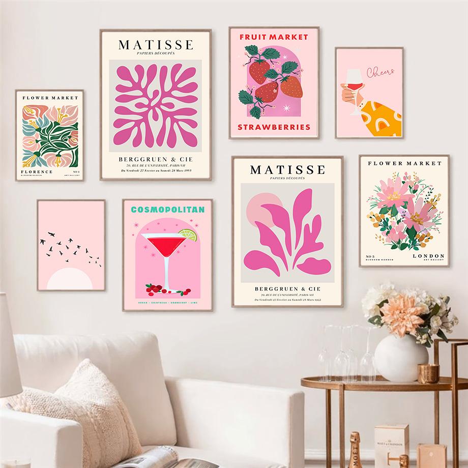 Abstraktné kvety Matisse Plagát a tlače Ovocie Kvetinový trh Kvetinové nástenné umenie Plátno pre dekoráciu obývacej izby Výstavné maľby