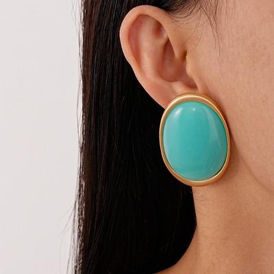 Geometric Resin Dangle Earrings Vintage Trend Large Oval Earrings Wine Red Color Sweet Waterdrop Earrings For Women