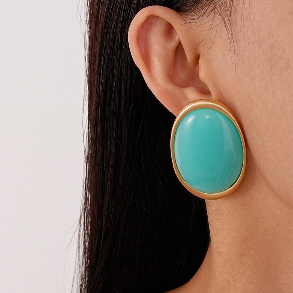 Vintage Trend Resin Dangle Earrings Wine Red Color Stud Earrings Waterdrop Earrings  For Women