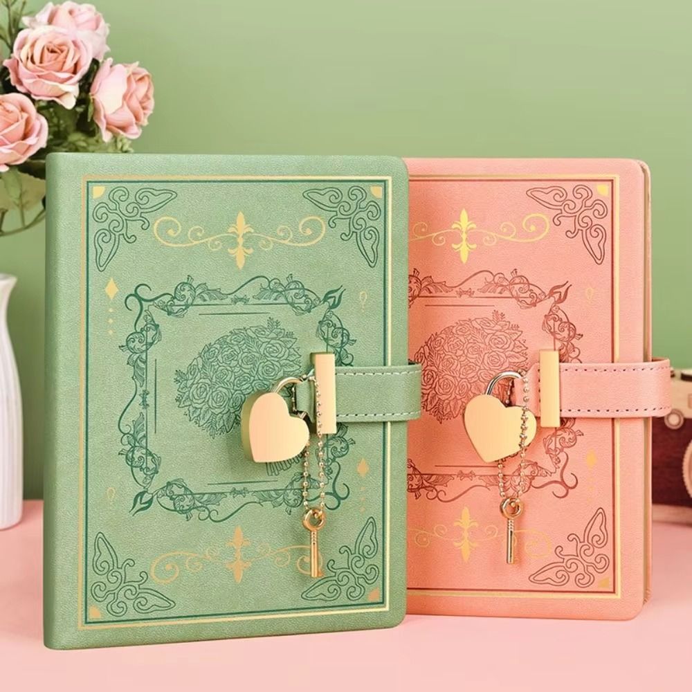 PU Leather B6 Secret Diary Book With Lock Key Secret Journal Portable Rose Code Book Women Girls