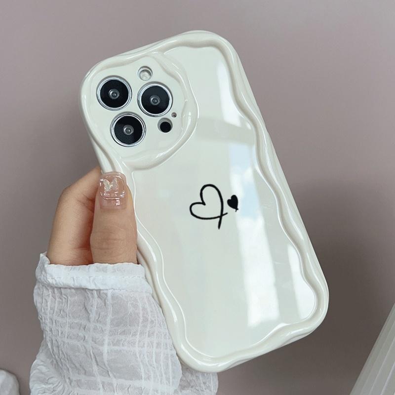 Case For Xiaomi Redmi 15 15C 14C 13C 12C 13 12 A5 Note 12 13 14 Pro Plus 5G 11S 10 11 Pro 4G Cute Simple Black Line Heart Cover