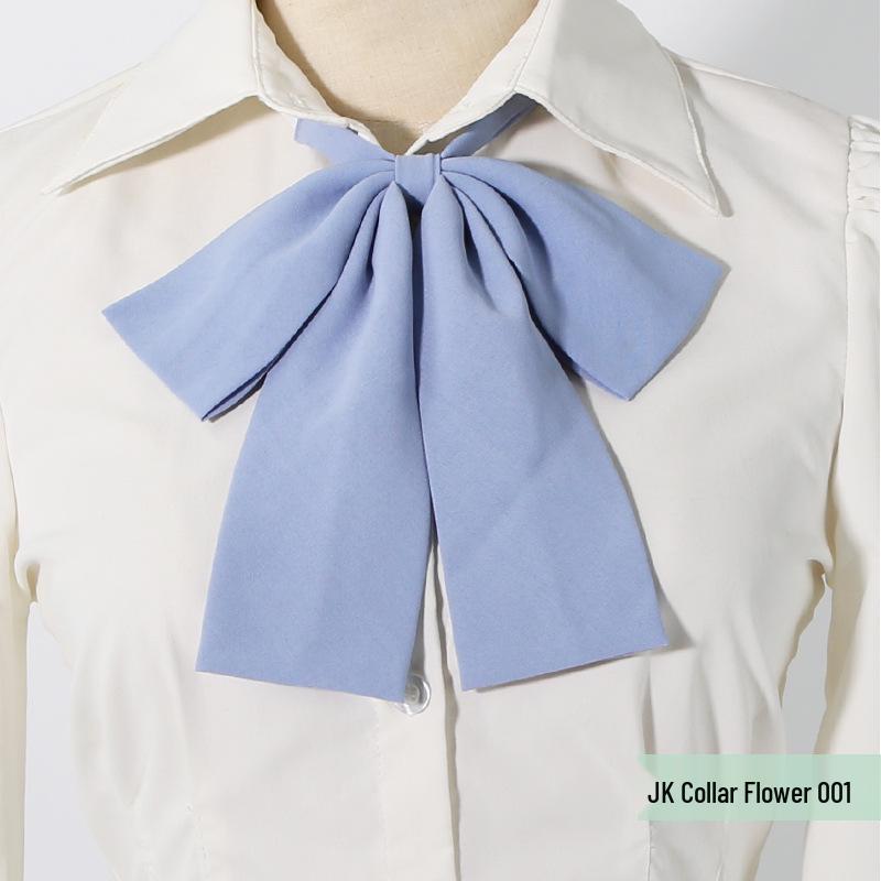 JK School Uniform Sailor Suit Small Long Handle Collar Flower Solid Color Twill Pointed Bow Tie