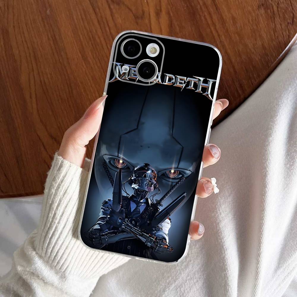 M-Megadeth Logo For IPhone 11 12 13 14 15 16 17 Pro Max Plus 13 Mini Silicone Soft Transparent Back