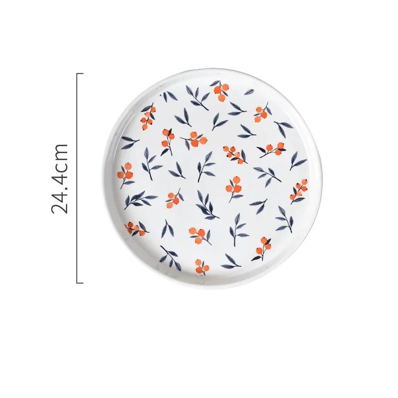 Retro Small Flowers Ceramic Plate Light Luxury Hotel Restaurant Steak Pasta Plates Exquisite Home Delicious Dishes Soup Bowl