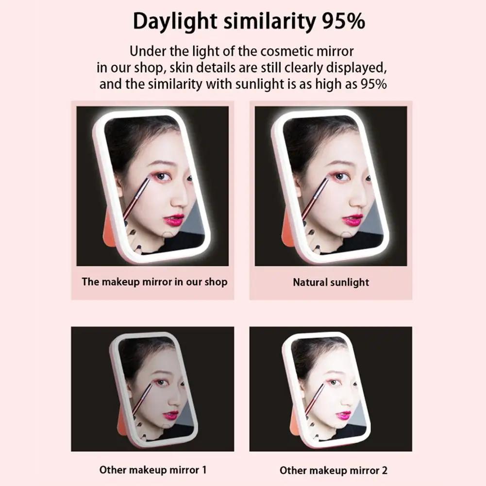 Portable Folding Mirror Lighted Mirror LED 3Colors Modes Mirror Travel USB Dressing Table With Makeup Light Charging
