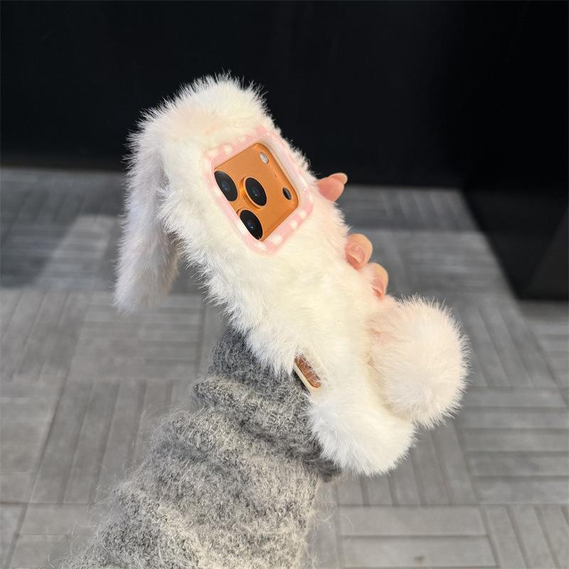 Plush Gradual Change Rabbit Ears for Apple 17promax Mobile Phone Case iPhone16 Cute 15 Autumn and Winter 14/13