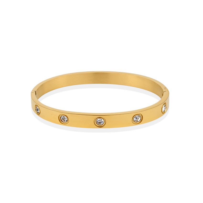 Leichter Luxus Premium Oval Voll Diamant Schnalle Titanstahl Armband