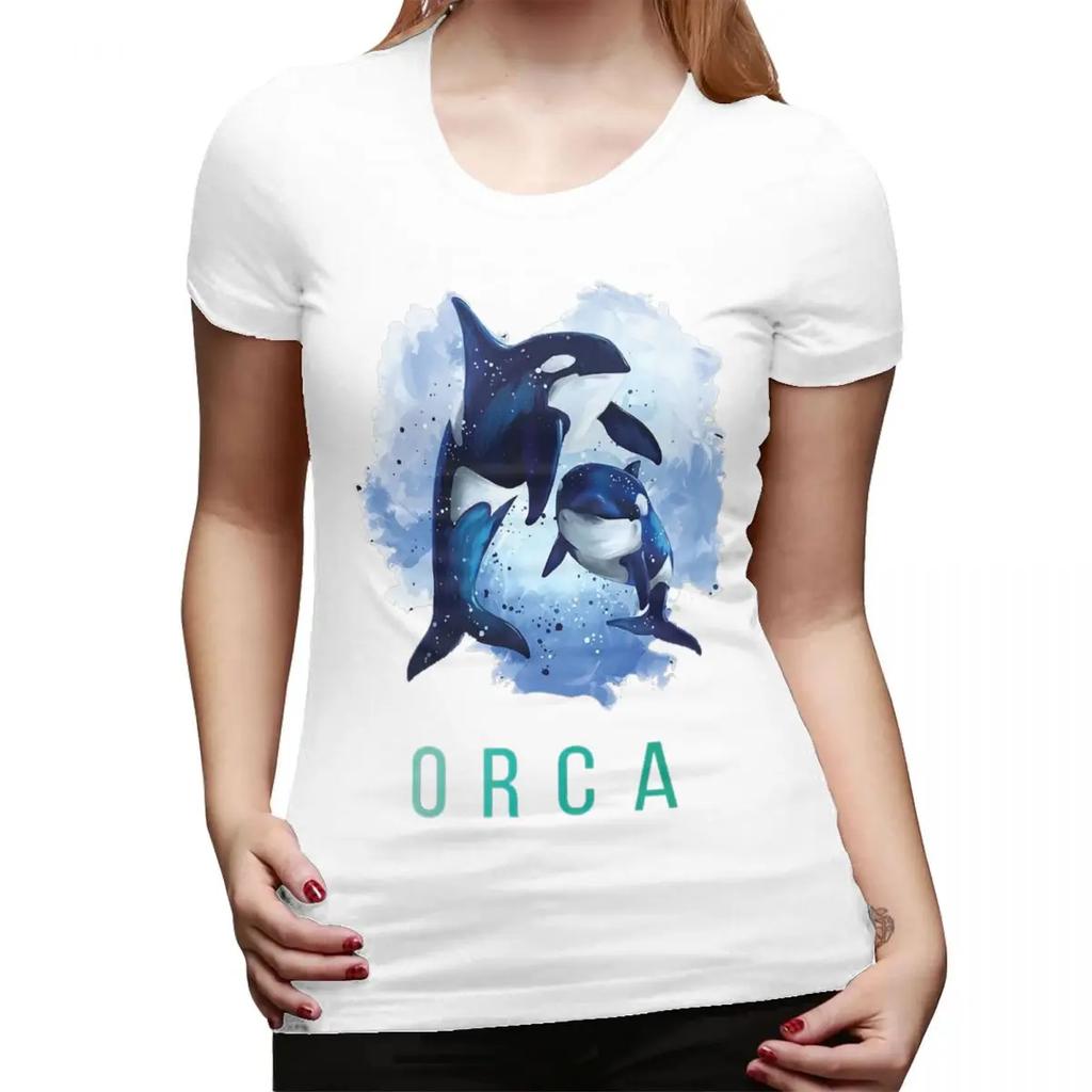 Orca Aquatic Sea Ocean Killer Whale TShirt for Women Round Neck Streetwear T Shirts Womens Tees Short Summer Clothes Tops